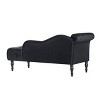 Beautyolove 60.6" Velvet Chaise Lounge Buttons Tufted Nailhead Trimmed Solid Wood Legs with 1 Pillow,Black - 2 of 4