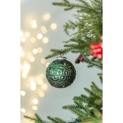 Syemin Decorative Objects Christmas Ball Ornaments Glass Decorative Tree Ornaments for Holiday Party Decorations Set of 6, Green, 3.9"*3.9"*3.9"