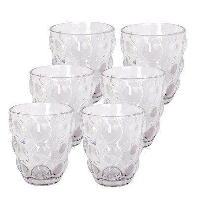 Slickblue Unique Big Bubbles Drinking Glasses Set - 9oz, Amber/Clear, Set of 6