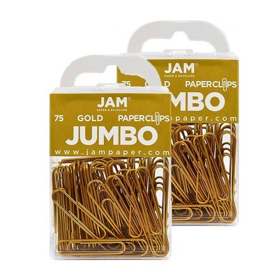 JAM Paper Colored Jumbo Paper Clips Large 2 Inch Gold Paperclips 21832060A