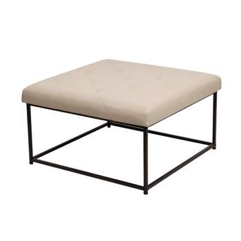 Flash Furniture Ashton 30" Square Upholstered Tufted Ottoman with Metal Frame