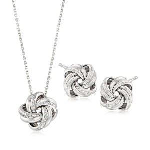 Ross-Simons Italian Sterling Silver Jewelry Set: Love Knot Necklace and Earrings - 1 of 4