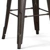 Industrial Metal Barstool with Curved Slatted Back, Footrest, and Cross Brace, Set of 2 for Kitchen, Bar, or Condo - 4 of 4