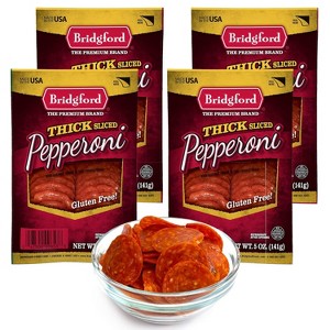 Bridgford Thick Sliced Pepperoni 5 oz  - Thick Pepperoni Slices for Pizza and Sandwiches with Zero Carb Ideal for your Keto Diets - 1 of 4