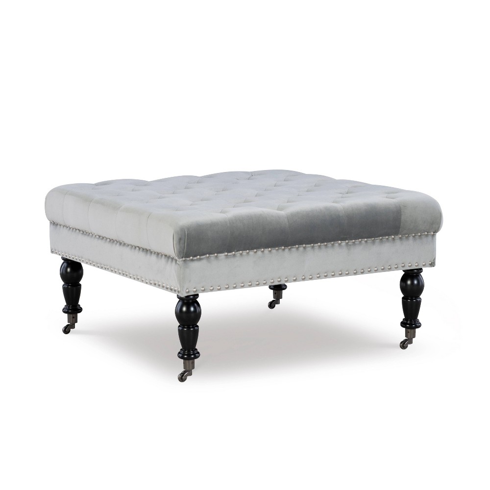 Photos - Pouffe / Bench Linon 34.6" Isabelle Traditional Square Tufted Upholstered Wheeled Cocktail Otto 