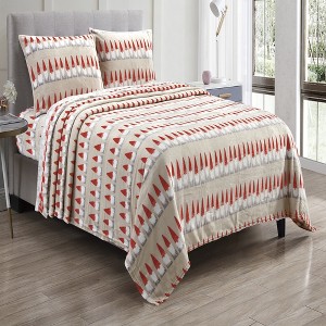 Plazatex Gnome Santa Wrinkle Resistant Bed Sheet Set, Beige - 1 of 3