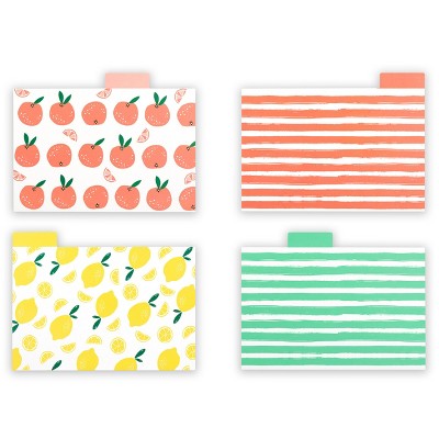 Outshine Co Premium Recipe Card Dividers 4x6 With Tabs, Peach/lemon Fruit  Design (set Of 24) : Target