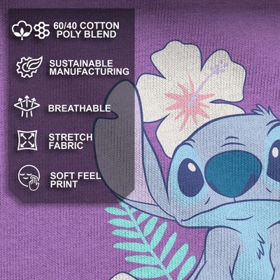 Lilo & Stitch Girl's Lilo & Stitch Floral Stitch T-Shirt - Purple Berry - Large — фото 4