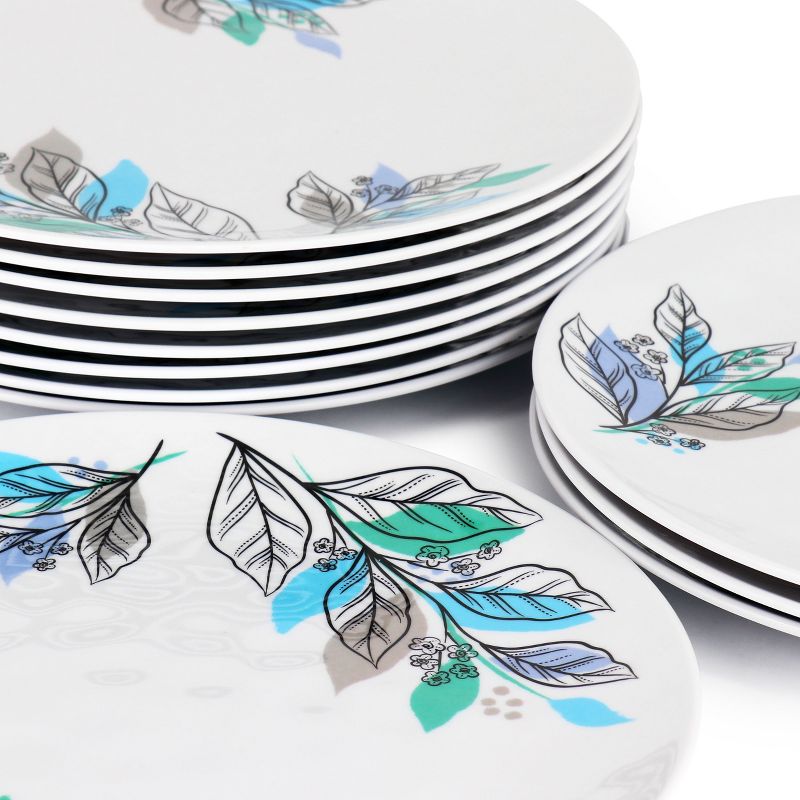 Gibson Home Tropical Sway Vineyard 12 Piece 11 Inch Melamine Dinner Plate Set in Blue, 3 of 6
