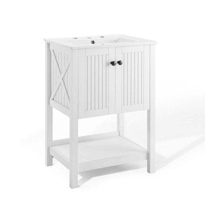 Modway Steam Bathroom Vanity Cabinet, 24" with White Sink