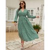 Plus Size Women's V Neck Long Sleeve Maxi Dress Floor Length Elegant Casual - 3 of 4