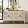 ORRD Rustic Sideboard Buffet Cabinet with Decorative Rattan Doors, Natural Wood Storage Cabinet for Entryway, Dining Room, Kitchen or Living Room - 2 of 4