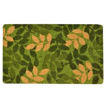 1'6"x2'6" HomeTrax Coir Mat Doormat - Green Leaf