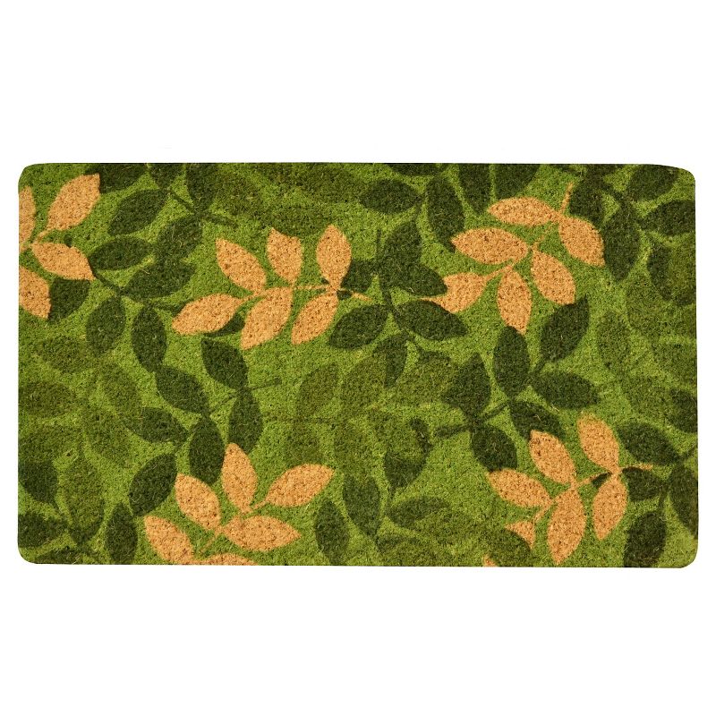 1&#39;6&#34;x2&#39;6&#34; HomeTrax Coir Mat Doormat - Green Leaf, 1 of 3