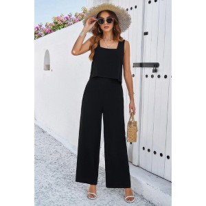 I am a Fashion Junky Two Pieces Square Neck Sleeveless Solid Sets - 1 of 3