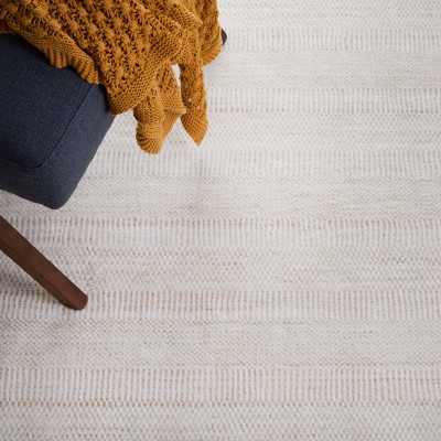 Beige and Ivory Hand Loomed Viscose 4' x 6' Area Rug
