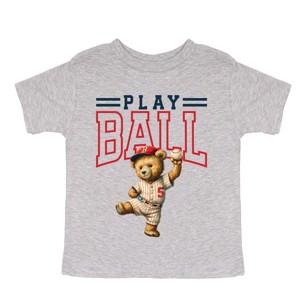 The Juniper Shop Play Ball Baseball Bear Toddler Short Sleeve Tee - 1 of 4