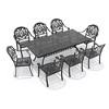 9-Piece Cast Aluminum Outdoor Dining Set: Rectangle Table, Stackable Chairs & Brown Cushions - All-Weather Patio Furniture for Your Backyard - 3 of 4