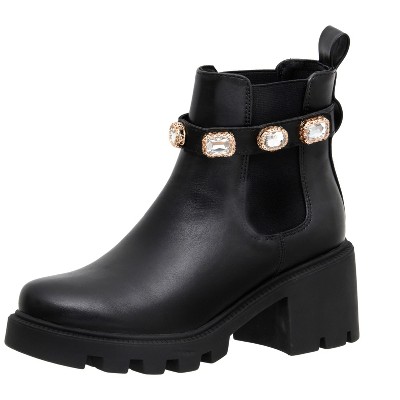 CUSHIONAIRE Women's Julie chelsea boot with Jeweled strap +Memory Foam