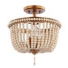 14" LED 3-Light Allie Wood Bead/Iron Pendant Antique Gold/Taupe - JONATHAN Y: Semi-Flush Mount, UL Listed - 3 of 4