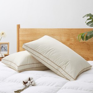 Peace Nest 2 Pack 100% Organic Cotton Gusseted Down Feather Bed Pillows, Pillow-in-a-pillow Design - 1 of 4
