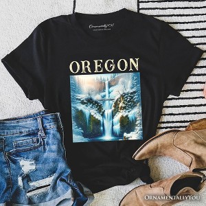 Enchanting Oregon State Multnomah Falls Winter T-Shirt, Pacific Northwest Waterfall Tee and Souvenir | OrnamentallyYou - 1 of 4