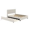 Queen Size Bed Frame with Twin Size Trundle, Upholstered Platform Bed Frame with Drawers, Linen Bed Frame with Headboard, Wood Slats Support - 4 of 4