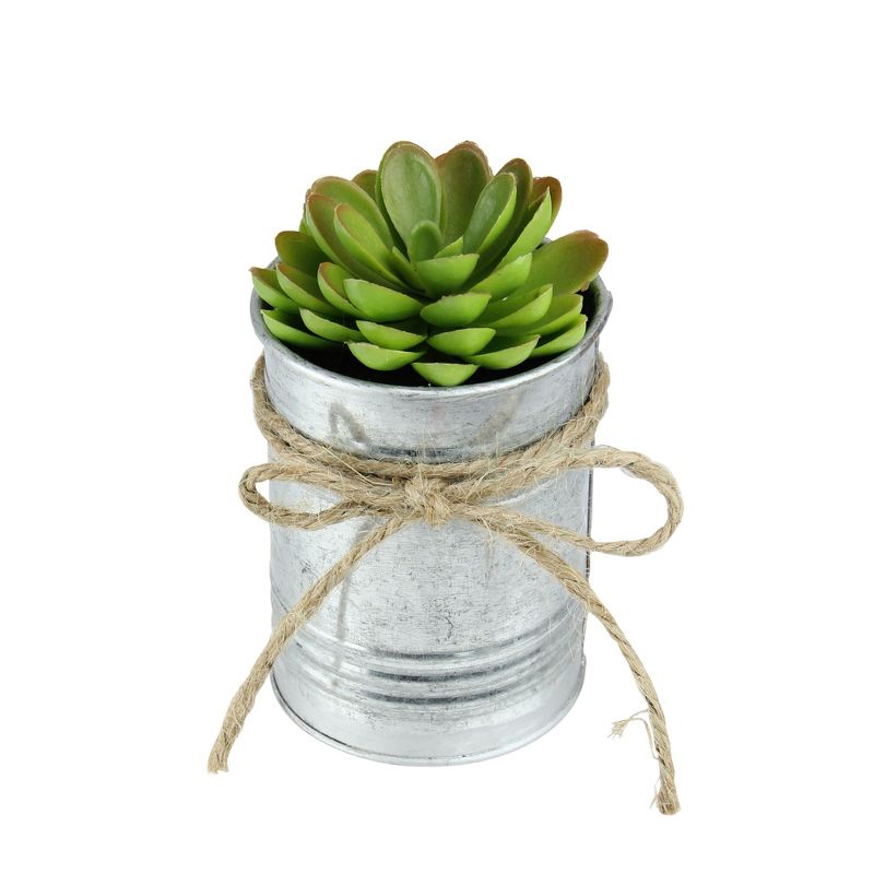 Northlight 7" Sprouting Rose Succulent Artificial Potted Plant - Green/Silver, 3 of 5