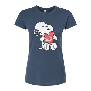 Women's - Peanuts - Snoopy With Heart Fitted Graphic T-Shirt - 1 of 3