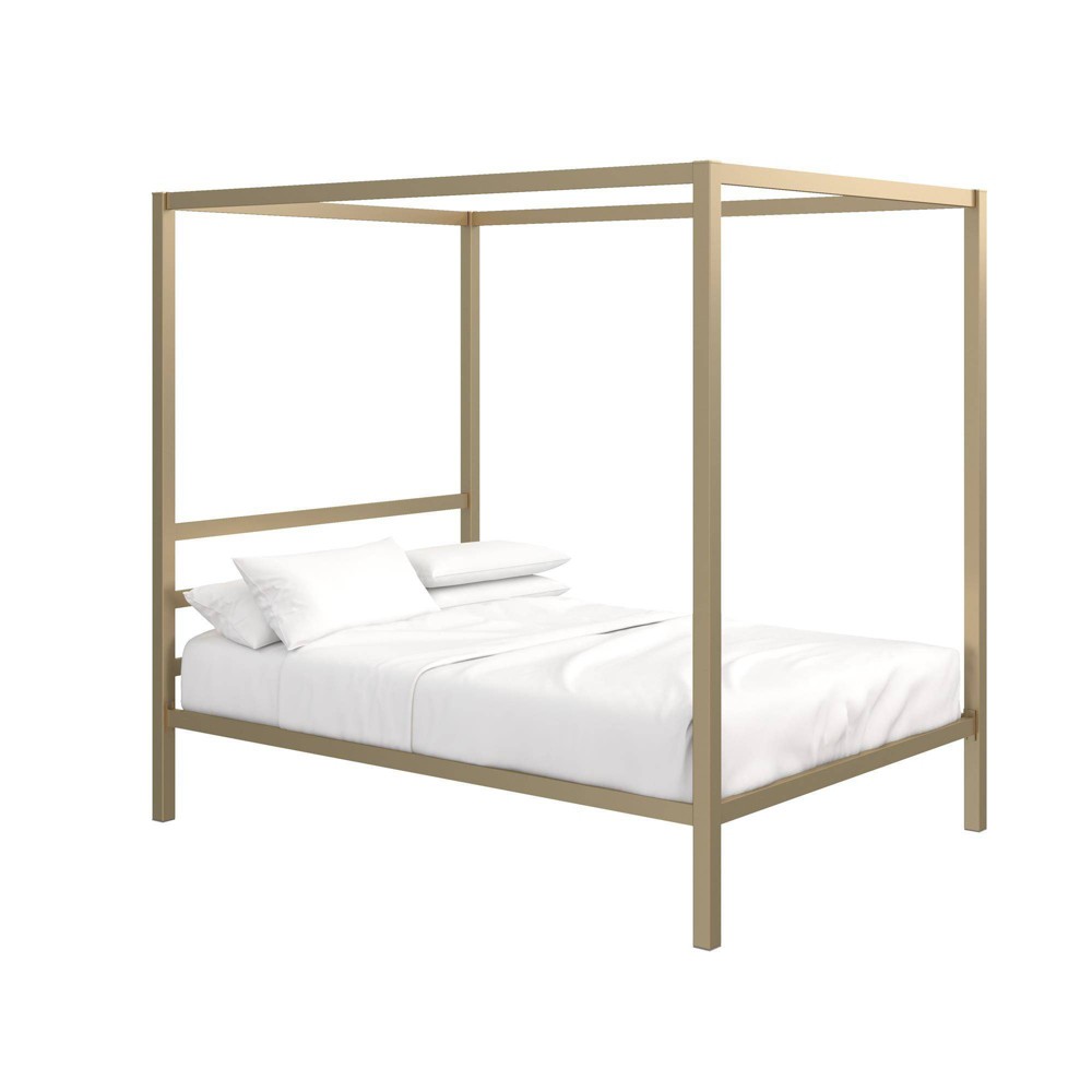 Photos - Bed Frame Full Briella Metal Canopy Bed Gold - Room & Joy