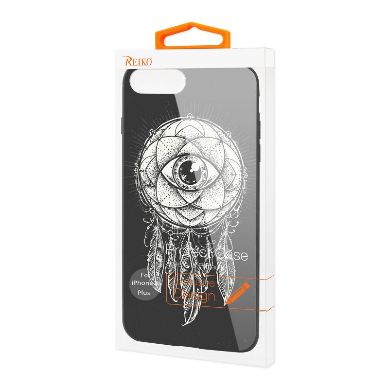 Reiko iPhone 8 Plus Hard Glass Design TPU Case with Dreamcatcher Design in Black, 4 of 5