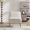 XINGHANZHENXUAN Modern Armless Accent Chair with Rubber Wood Legs, Chenille Upholstered Chair for Living Room, Bedroom & Office - 3 of 4