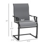 Spring Patio Dining Chairs Set of 2 with High Backrest, Armrest, Breathable Fabric & Metal Frame, 256LBS - 3 of 4