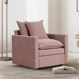 Chenille Fabric Comfy Deep Single Seat Sofa Armchair with Double-Layer Cushions and Armrests, Upholstered Reading Chair - 1 of 4
