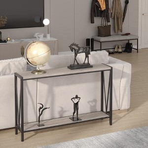 Console Table, 2-Tier Entryway Table with Storage,Black/Brown/Gray - 1 of 4