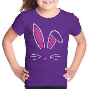 LA Pop Art Girl's Word Art T-shirt - Bunny Ears - 1 of 4