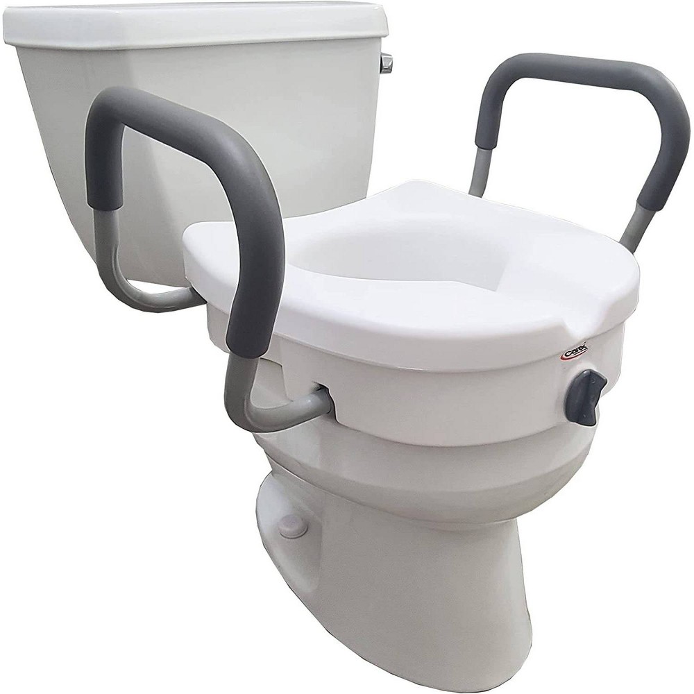 UPC 023601658500 product image for Carex E-Z Lock Raised with Armrests Toilet Seat - White | upcitemdb.com
