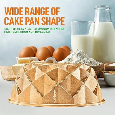 Gold Extra Thick Cast Aluminum Non-Stick Bundt Cake Pan