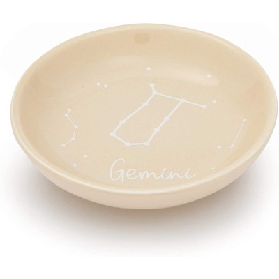 Zodaca Gemini Jewelry Tray, Ceramic Zodiac Sign Trinket Dish (3.5 Inches)