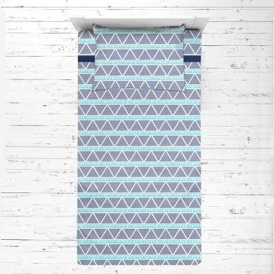 Bacati - Liam Large Triangles Aqua Navy Muslin 3 pc Toddler Bed Sheet Set