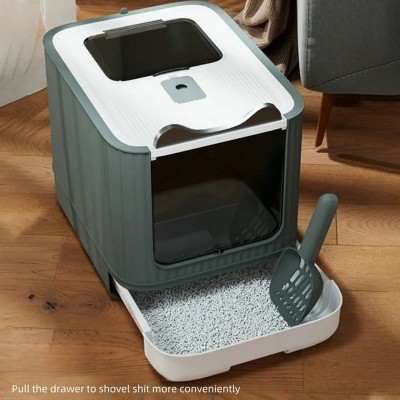LunaLulinlk New large open cat litter box prevents cat litter from scattering and effectively controls odor