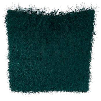 Saro Lifestyle Poly-Filled Throw Pillow With Shaggy Shimmer Design, Emerald, 18" x 18"
