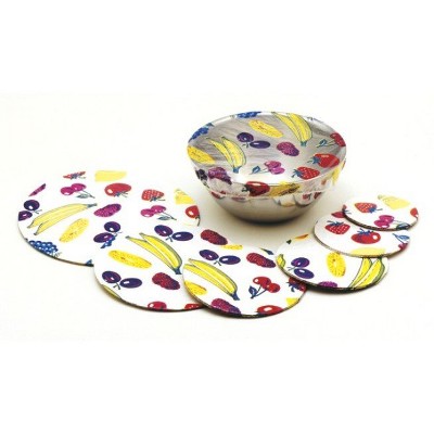 Norpro 6pc Set Fruit Pattern Reusable Elastic Decorative See Through Bowl Covers