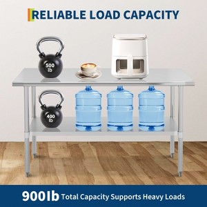 Stainless Steel Table, NSF Heavy Duty Worktable with Adjustable Undershelf, Commercial Metal Prep Table for Kitchen, Restaurant,Home, Hotel - 1 of 4