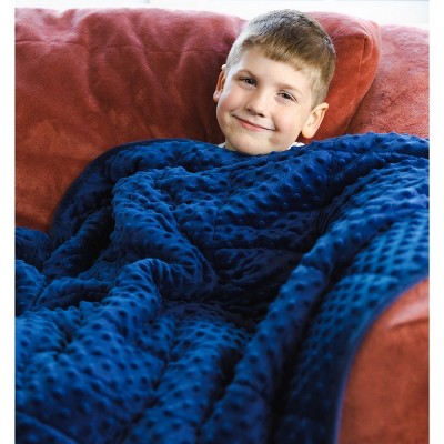 Blue and Green Reversible Fleece Weighted Kids Blanket