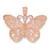 Black Bow Jewelry 14k Rose Gold and White Rhodium Textured Butterfly Pendant, 26mm - 3 of 4