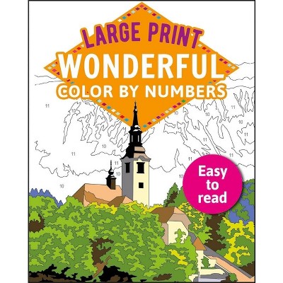 Large Print Wonderful Color by Numbers - (Sirius Large Print Color by Numbers Collection) by  David Woodroffe (Paperback)