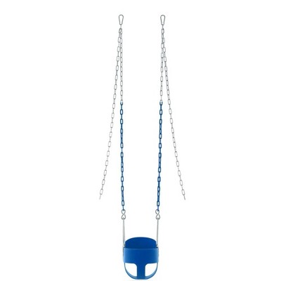 Blue Full Bucket Toddler Swing with Coated Chains