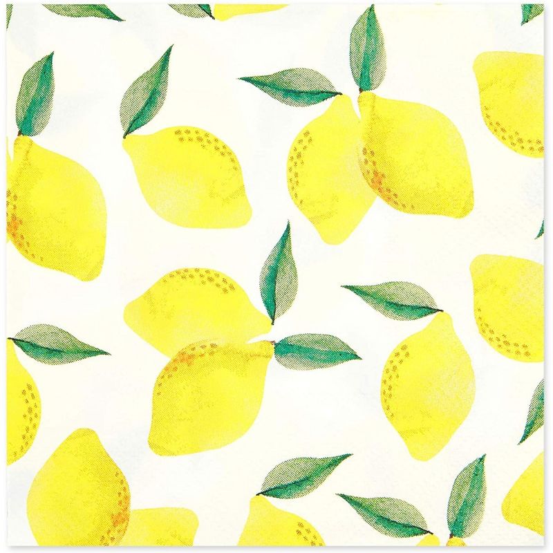 Sparkle and Bash 100 Pack Lemon Cocktail Napkins for Birthdays, BBQs, and Summer Gatherings, Fruit Themed Party Supplies (5 In), 3 of 8