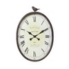 Storied Home 17" x 25-1/4" Metal Wall Clock with Bird Rust - 3R Studios: Indoor Oval Timepiece, No Choking Hazard - 3 of 4